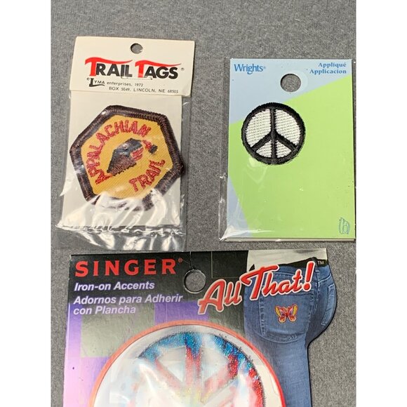 Vintage Iron-On Patch Lot - Appalachian Trail Peace Sign & Singer Beaded Appliqu - Picture 4 of 9